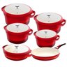 Jogo de Panelas Cerâmica 6 Pçs com Caçarola Baixa Frigideira Cabo Destacável 28cm Vai Forno Le - 1