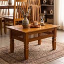 Ver imagem 1 de Mesa de Centro Rústica Madeira Maciça Sala Apoio 80x60 Ripada