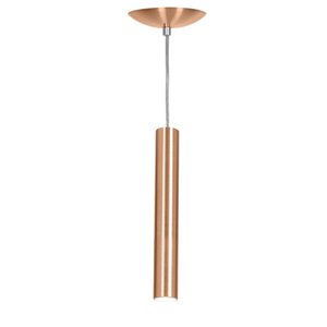 Pendente Tubo Cilindro Alumínio Cobre 30Cm + Led 3k