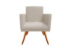 Ver imagem 3 de Kit Namoradeira + 2 Poltronas Decorativa Nina + Puff Redondo Suede Bege Pés Madeira Mz Decor
