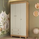 Ver imagem 1 de Guarda-roupa Infantil 92cm 3 Portas e 2 Gavetas Allegra Multimóveis Mp4442 Madeirado/off White