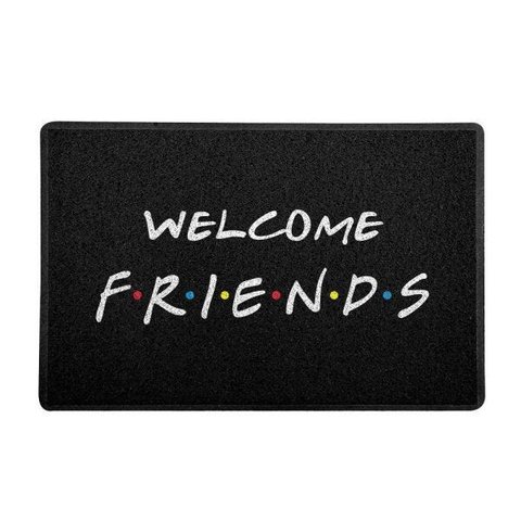 Tapete Capacho Welcome Friends (preto) 60x40 Cm