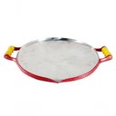 Ver imagem 1 de Chapa Disco Arado Alumínio Craqueada Alça Madeira Vermelho