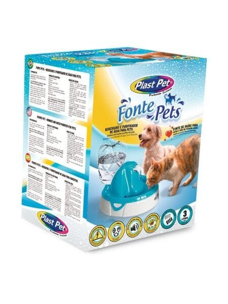 Fonte de água para Gatos e Cães Fonte Pets - Plast Pet - Azul Carol - 110v - 3