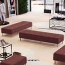 Ver imagem 3 de Kit 02 Puffs Decorativo Sala de Estar Bali W01 Pés Palito 170x60cm Linho Bordô - Lyam Decor