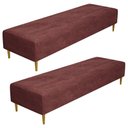 Ver imagem 1 de Kit 02 Puffs Decorativo Sala de Estar Bali W01 Pés Palito 170x60cm Linho Bordô - Lyam Decor