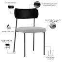 Ver imagem 4 de Kit 04 Cadeiras para Sala de Jantar Melina L02 Couríssimo Preto Linho Cinza - Lyam Decor