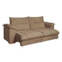 Ver imagem 1 de Sofa Retratil e Reclinavel Roma 230cm Kc Rei de Casa Veludo Bege