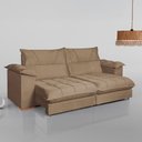 Ver imagem 2 de Sofa Retratil e Reclinavel Roma 230cm Kc Rei de Casa Veludo Bege