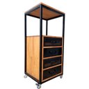 Ver imagem 6 de Gaveteiro Industrial de Ferro e Madeira - com 1 Nicho Vazado, 4 Gavetas e 4 Rodízios