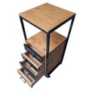 Ver imagem 2 de Gaveteiro Industrial de Ferro e Madeira - com 1 Nicho Vazado, 4 Gavetas e 4 Rodízios