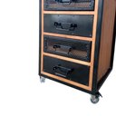 Ver imagem 5 de Gaveteiro Industrial de Ferro e Madeira - com 1 Nicho Vazado, 4 Gavetas e 4 Rodízios