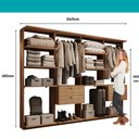 Ver imagem 7 de Guarda-Roupas Closet Modulado Alasca Duo 240cm 4 Peças com 4 Gavetas e Cabideiros Freijó Carraro
