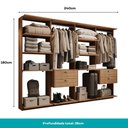 Ver imagem 4 de Guarda-Roupas Closet Modulado Alasca Duo 240cm 4 Peças com 4 Gavetas e Cabideiros Freijó Carraro