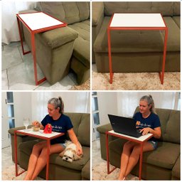 Mesa de Apoio Lateral para Sofá Belfast Branco e Jade - 2