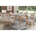 Ver imagem 1 de Sala de Jantar Completa Londrina Tampo Madeirado C/ Vidro 180x90cm e 6 Cadeiras Imperatriz Capuccino