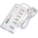 Ver imagem 1 de Filtro de Linha com 6 Tomadas 10a 20a + Dps, Extensão Elétrica Bivolt Tripolar, Regua com 6 Usb, Usb