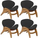 Ver imagem 1 de Kit 4 Poltronas Decorativa Orgânica Sala Living Kadosh L02 Suede Preto