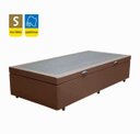 Ver imagem 2 de Cama Báu Base Box Solteiro Marrom Sintético, Rc.