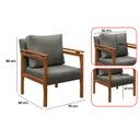 Ver mais imagens de Kit 4 Poltrona Sala Decorativa Dallas Estofada Linho Cinza Base Madeira Castanho - Arkell