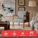 Ver imagem 3 de Kit 4 Poltrona Sala Decorativa Dallas Estofada Linho Cinza Base Madeira Castanho - Arkell