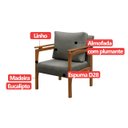 Ver imagem 6 de Kit 4 Poltrona Sala Decorativa Dallas Estofada Linho Cinza Base Madeira Castanho - Arkell