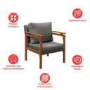 Ver imagem 5 de Kit 4 Poltrona Sala Decorativa Dallas Estofada Linho Cinza Base Madeira Castanho - Arkell