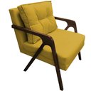 Ver imagem 1 de Poltrona Lia Braça de Madeira Corino Amarelo - Dominic Decor