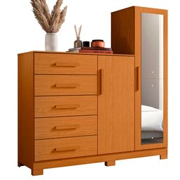 Cômoda New Master 5 Gavetas e Espelho Albatroz - 1