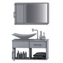 Ver imagem 3 de Gabinete Banheiro New Stilo 60 Cm Armário com Cuba e Espelheira:titanium
