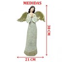 Ver imagem 2 de Anjo Decorativo com Gliter Branco Enfeite Resina Natal 38cm