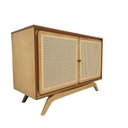 Ver imagem 1 de Balcão Buffet Ricco 113 Cm Laminado 2 Portas com Palhinha Amêndoa