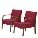 Ver imagem 1 de Kit 2 Poltronas 1 Lugar Jade Braço Madeira Vermelho