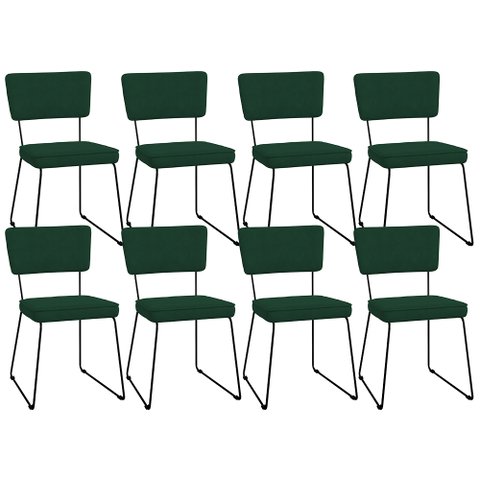 Kit 08 Cadeiras Decorativas Para Sala De Jantar Allana L02 Suede Verde Musgo - Lyam Decor