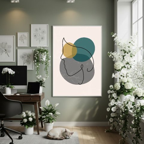 Quadro Decorativo Rosto Abstrato 70x50cm Mold Branca
