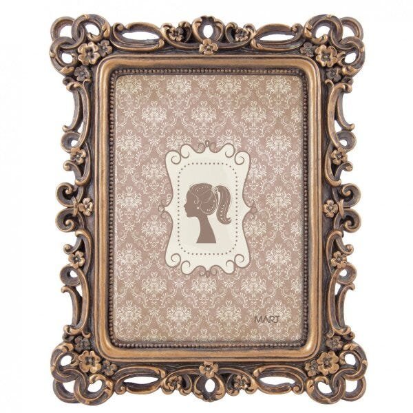 Porta Retrato Retangular Flores Realeza Mart Collection 13x18cm - 1