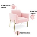 Ver imagem 3 de Poltrona Pé de Ferro Dourado Decorativa Kit 2 Marisa Suede Rosa Bebê D03 - D'Rossi