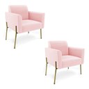 Ver imagem 1 de Poltrona Pé de Ferro Dourado Decorativa Kit 2 Marisa Suede Rosa Bebê D03 - D'Rossi