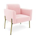 Ver imagem 5 de Poltrona Pé de Ferro Dourado Decorativa Kit 2 Marisa Suede Rosa Bebê D03 - D'Rossi