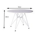 Ver imagem 2 de Mesa Eames Ferro Branco Tampo Redondo Madeira Branco 90cm