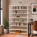 Ver imagem 2 de Estante Multiuso Organizador Livreiro Estilo Industrial 180x130 Branco Natural