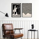 Ver imagem 1 de Kit 2 Quadros Artes Picasso Bauhaus 33x24cm - com Vidro:madeira Branca