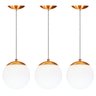 Luminária Pendente Lustre Bola Vidro Leitosa Decoração Cobre - 2