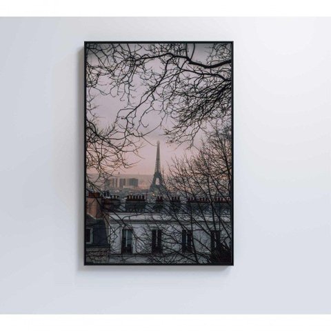 Quadro Torre Eiffel Neblina 60x90 Cm Adesivo Fotográfico