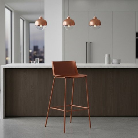 Banqueta Moderna Média de Cozinha em Aço Ipanema Fratini