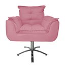 Ver imagem 2 de Poltrona Decorativa Hall de Entrada Base Giratória de Metal Opala Suede Rosa Barbie - LM DECOR