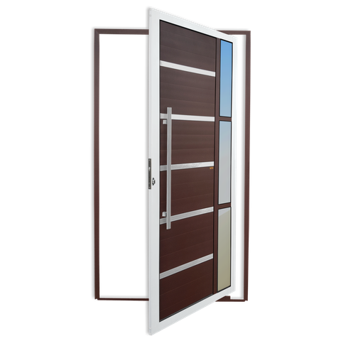 Porta Pivotante Alumínio Lambril Miraggio c/Puxador e.Mix Corten 100 Brimak