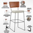 Ver imagem 4 de Kit 05 Banquetas Altas Sala de Jantar Fixa Allana L02 Couríssimo Camel Linho Champagne - Lyam
