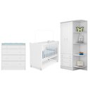 Ver imagem 1 de Quarto infantil Guarda Roupa, Cômoda Trocador e Berço Meu Soninho Branco – FdECOR