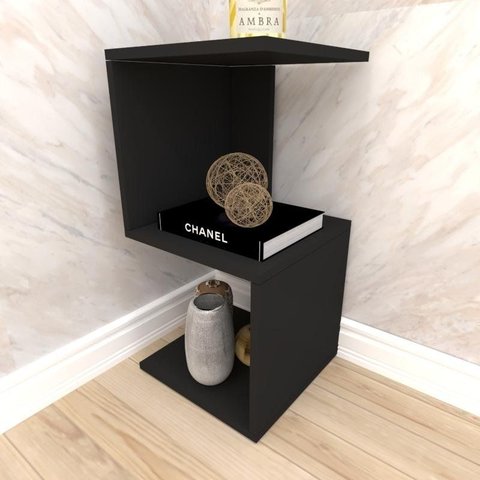 Mesa de Canto Preto Preta Mesinha Auxiliar de Sofa Sala Mesa Lateral Cama